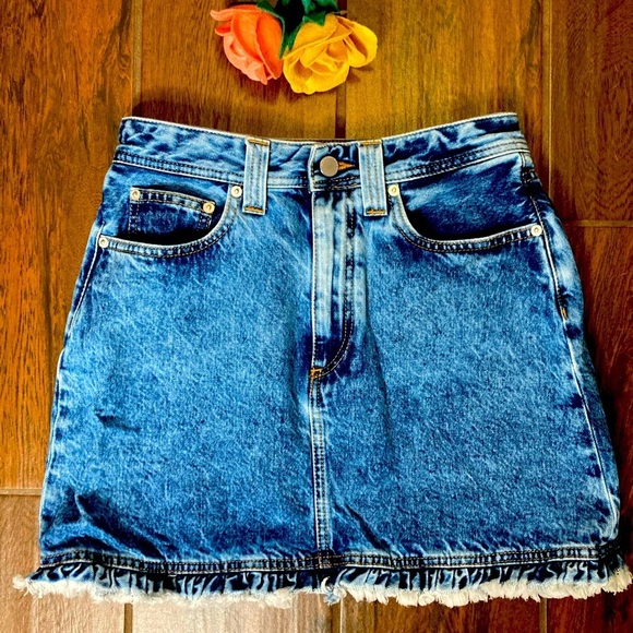 Alessandra Rich Denim High Rise Mini Skirt - Picture 1 of 8